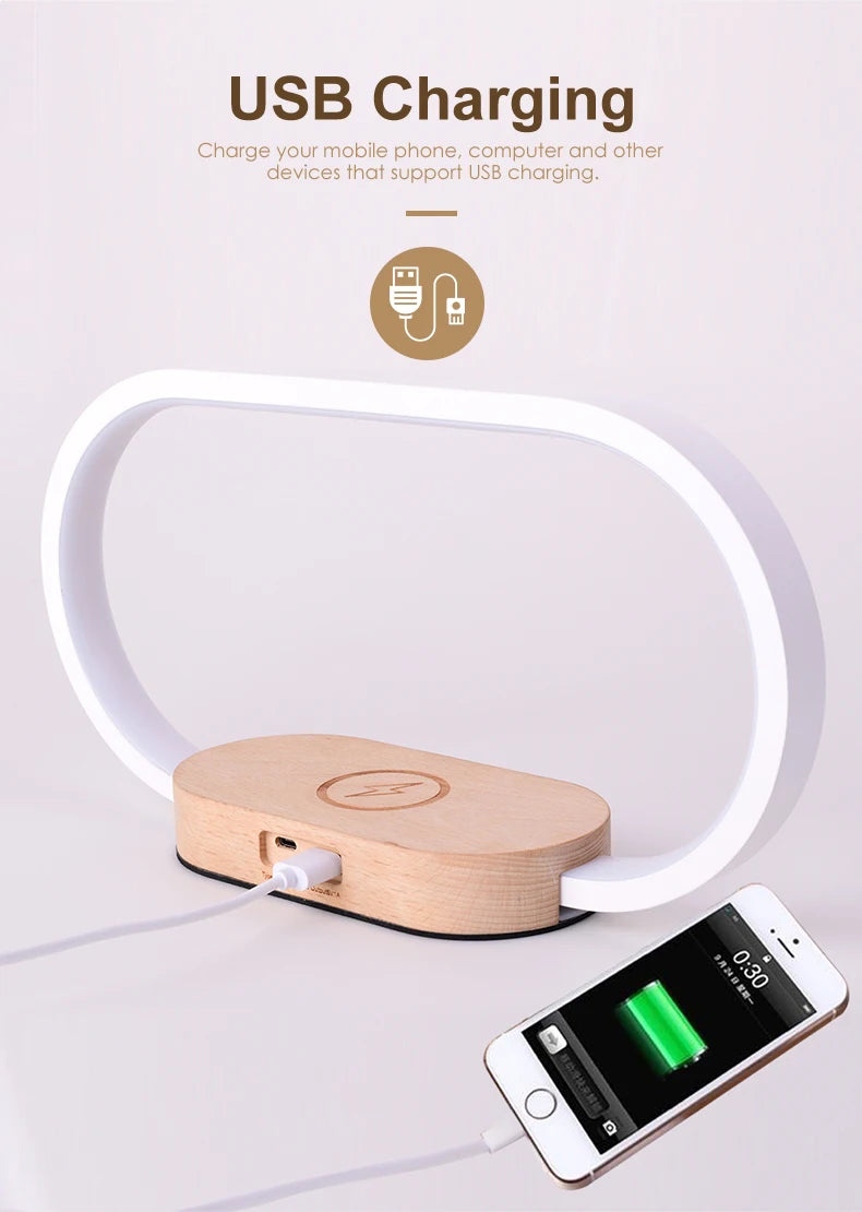 Chargeur sans fil de décoration de table avec veilleuse et horloge Chargeur de téléphone rapide pour tout téléphone à chargement sans fil