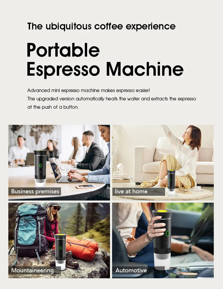 Machine à café portable 3 en 1 multifonction sans fil, rechargeable compatible avec capsules et poudre de café