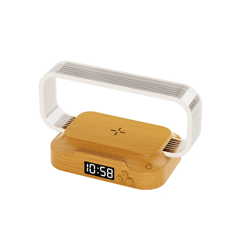 Chargeur sans fil de décoration de table avec veilleuse et horloge Chargeur de téléphone rapide pour tout téléphone à chargement sans fil