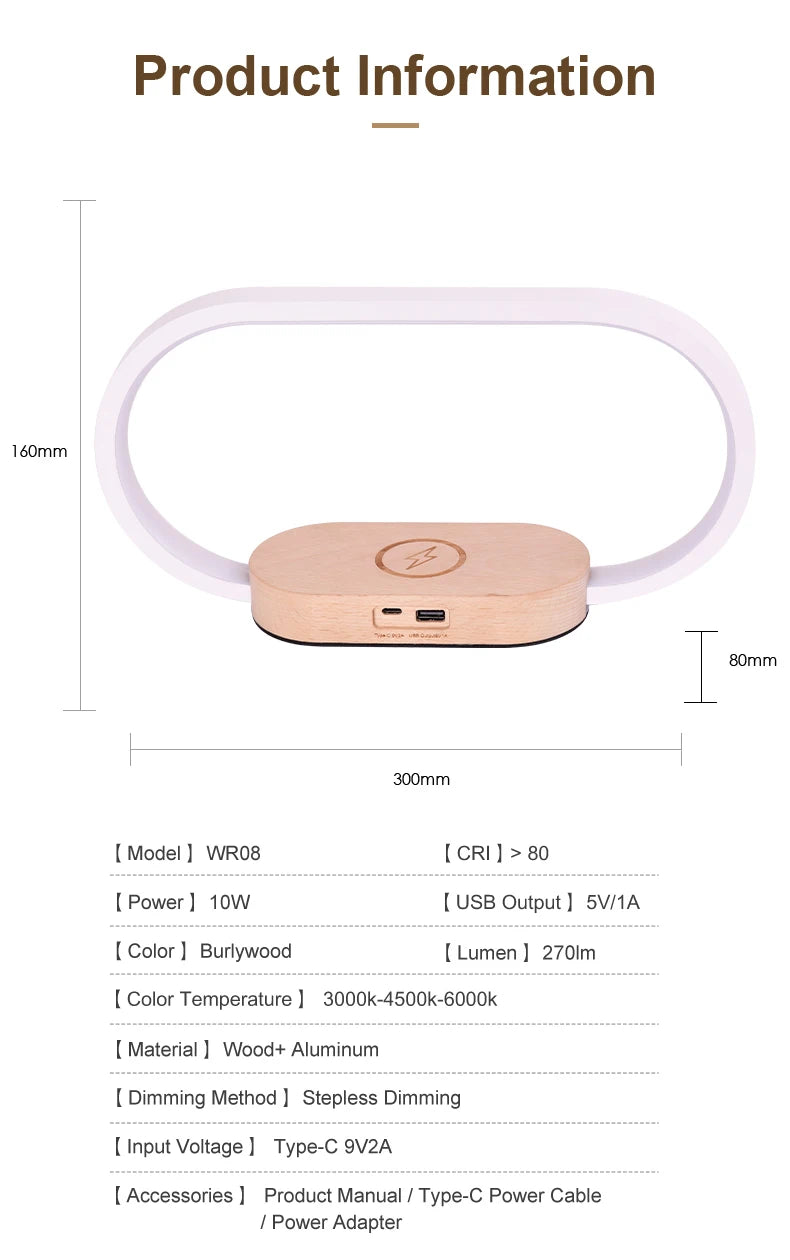 Chargeur sans fil de décoration de table avec veilleuse et horloge Chargeur de téléphone rapide pour tout téléphone à chargement sans fil