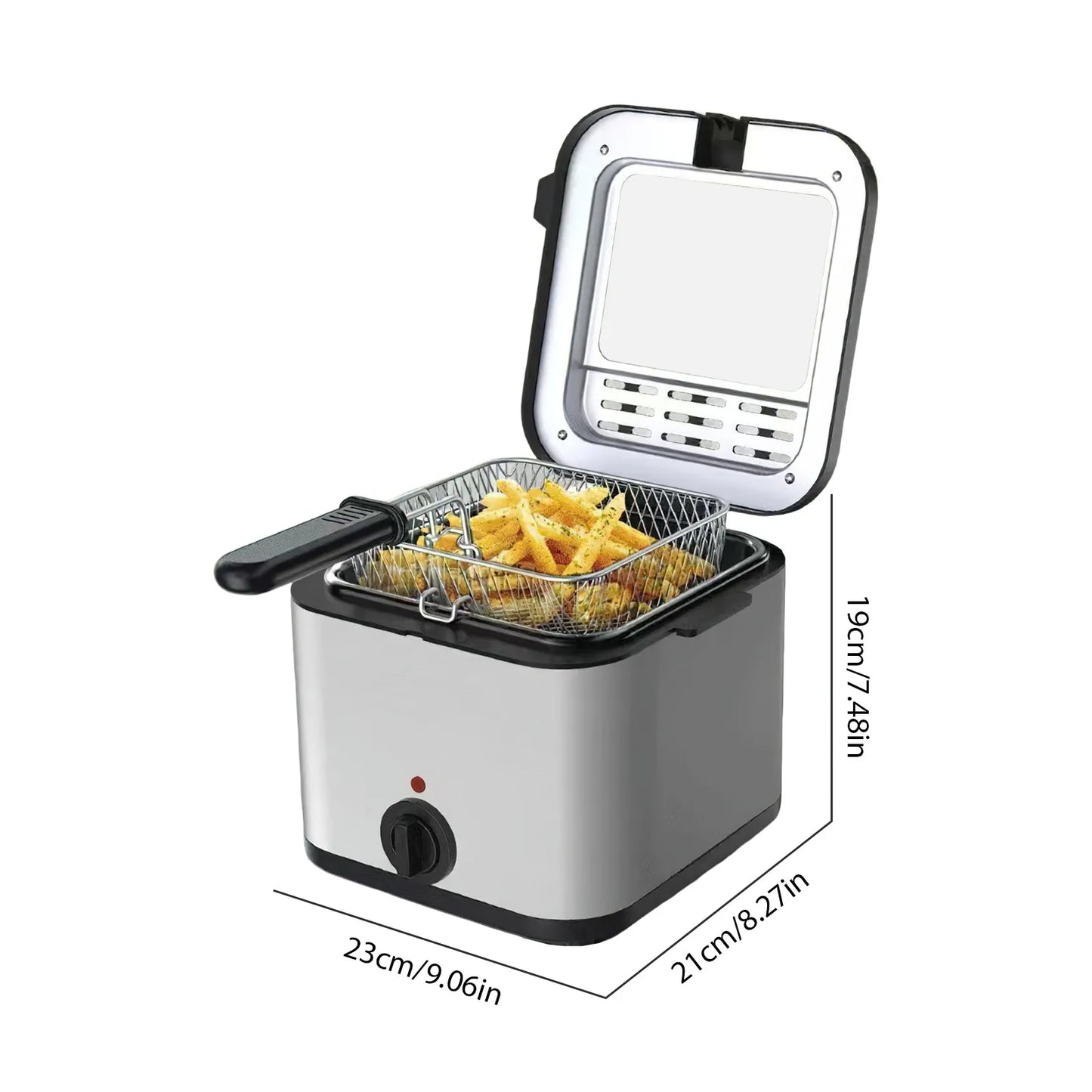 Friteuse électrique 2,5 L compacte, Température réglable avec Grande fenêtre transparente