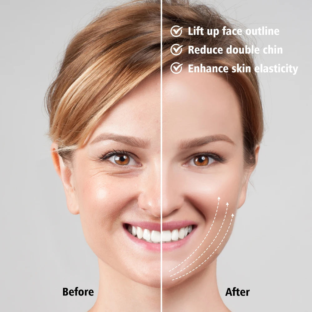 Appareil Amincissant pour Le Visage, Machine De Réduction du Double Menton avec Écran D'affichage, 5 Modes Et 8 Niveaux D'intensité, Longueur Réglable Et Éclaircissement, Adapté Aux Bureaux