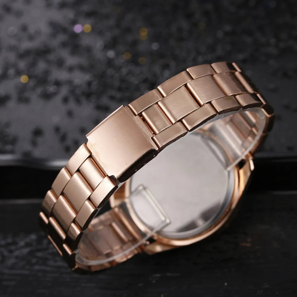 Montres Mode Strass En acier inoxydable Quartz pour femmes Marque de luxe 5 couleurs disponibles