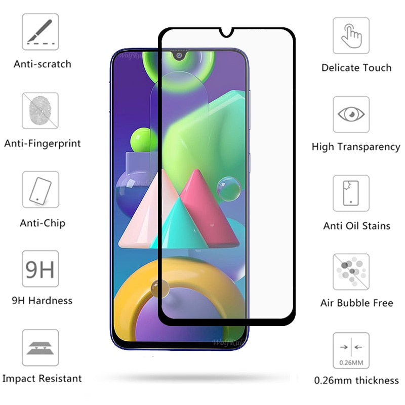 verre trempé 4-en-1 pour Samsung Galaxy A30S avec lentille en verre