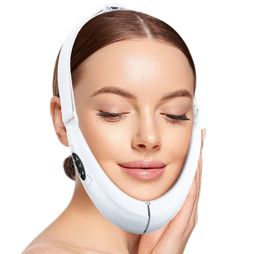 Appareil Amincissant pour Le Visage, Machine De Réduction du Double Menton avec Écran D'affichage, 5 Modes Et 8 Niveaux D'intensité, Longueur Réglable Et Éclaircissement, Adapté Aux Bureaux
