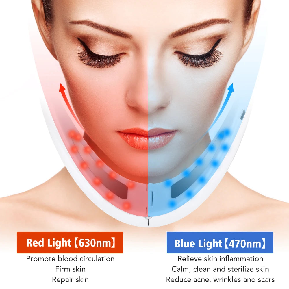 Appareil Amincissant pour Le Visage, Machine De Réduction du Double Menton avec Écran D'affichage, 5 Modes Et 8 Niveaux D'intensité, Longueur Réglable Et Éclaircissement, Adapté Aux Bureaux