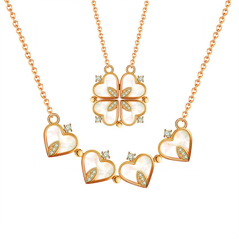 collier Rétro magnétique pliant en forme de coeur trèfle à quatre feuilles 5 style différent