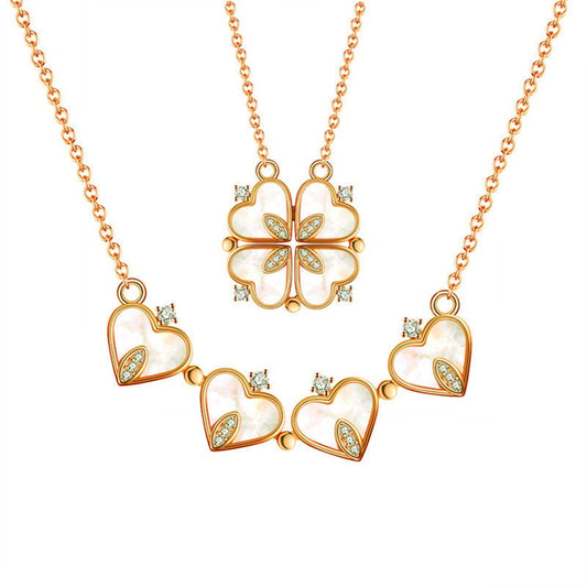 collier Rétro magnétique pliant en forme de coeur trèfle à quatre feuilles 5 style différent