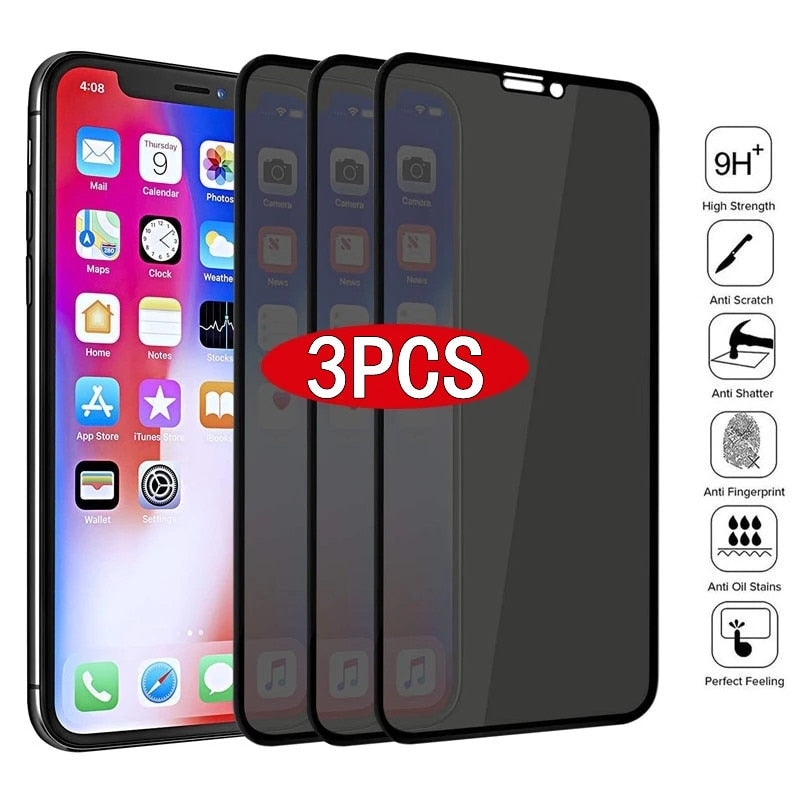 Meilleur verre trempé protecteur d'écran anti-espion de confidentialité complète  3 pièces pour IPhone 12, 12 Mini, 12 Pro, 12 Pro Max