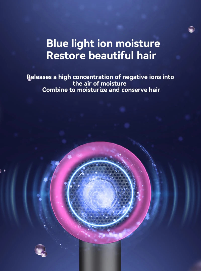 Sèche-cheveux domestique Xiaomi 24000W Sèche-cheveux à ions négatifs bleus haute puissance à séchage rapide sans blesser les racines des cheveux