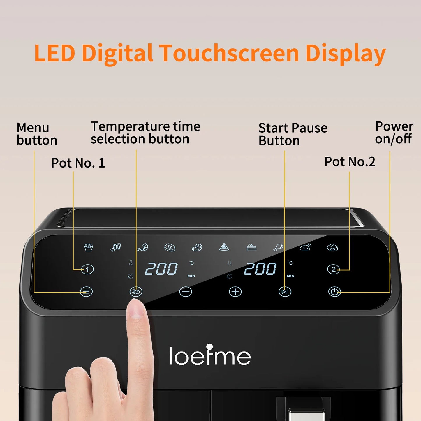 Friteuse à air haute puissance 8L Double entrepôt Poulet frit et frites Friteuse électrique Four électrique intelligent sans huile