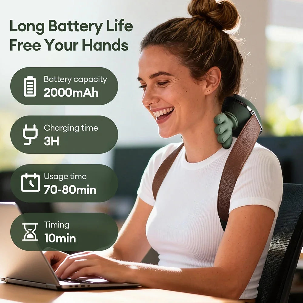 Masseur de cou, pour les épaules, coussin relaxant cervical, masseur shiatsu pour dos et cou, coussin de massage électrique, réglage à 3 vitesses avec chaleur