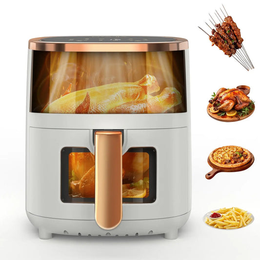 Airfryer , Friteuse à air multifonction 1800 W 6 L avec hublot, 8 modes de cuisson, affichage numérique et minuterie