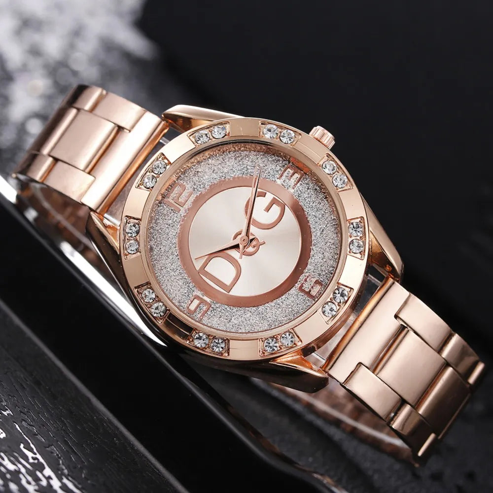 Montres Mode Strass En acier inoxydable Quartz pour femmes Marque de luxe 5 couleurs disponibles