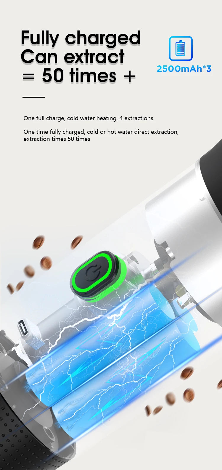 Machine à café portable 3 en 1 multifonction sans fil, rechargeable compatible avec capsules et poudre de café