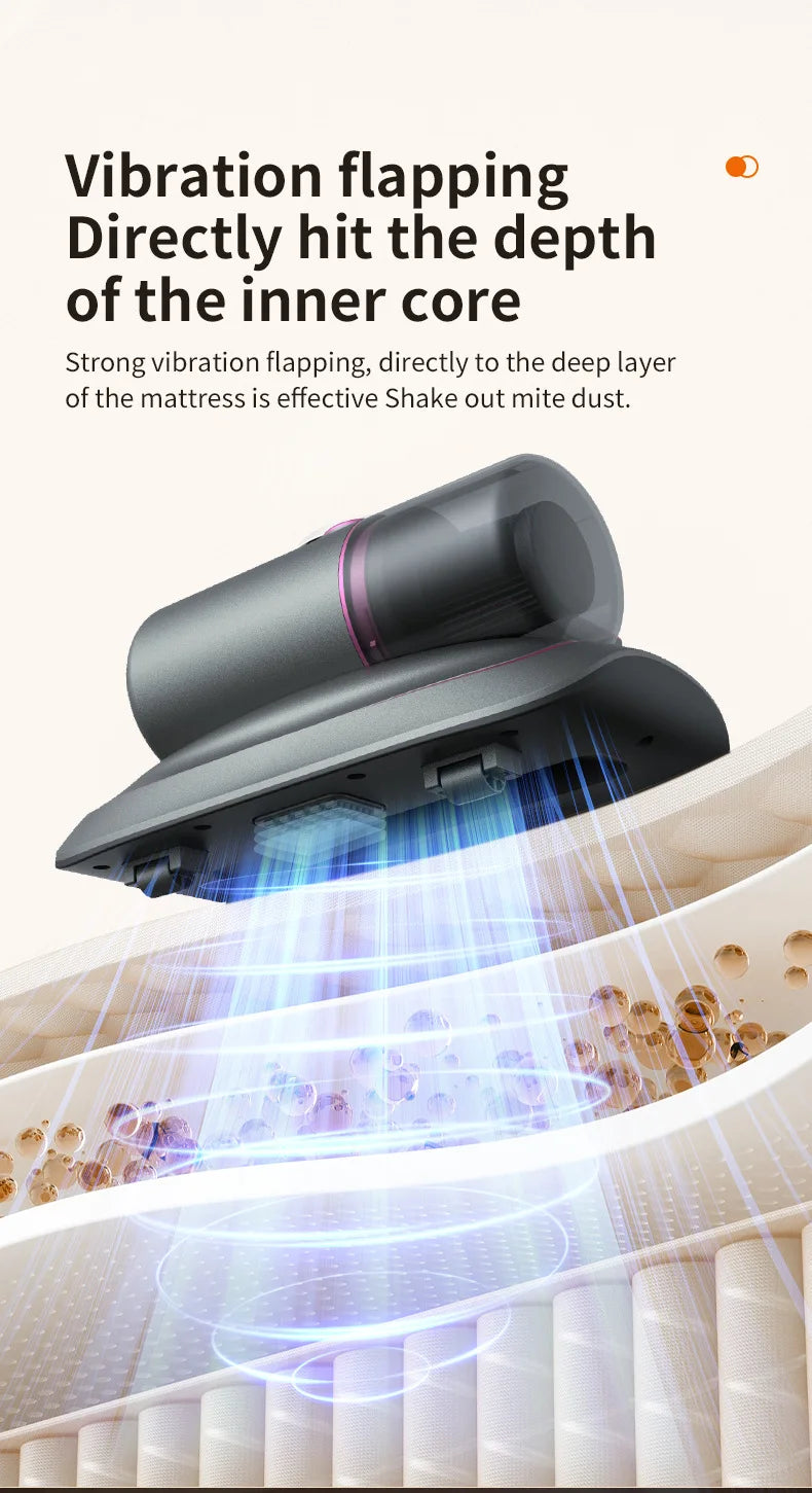 Nouvel aspirateur pour instrument d'élimination des acariens 12000PA Aspirateur à main pour matelas Canapé-lit Nettoyeur de lit à filtre amovible pour la maison