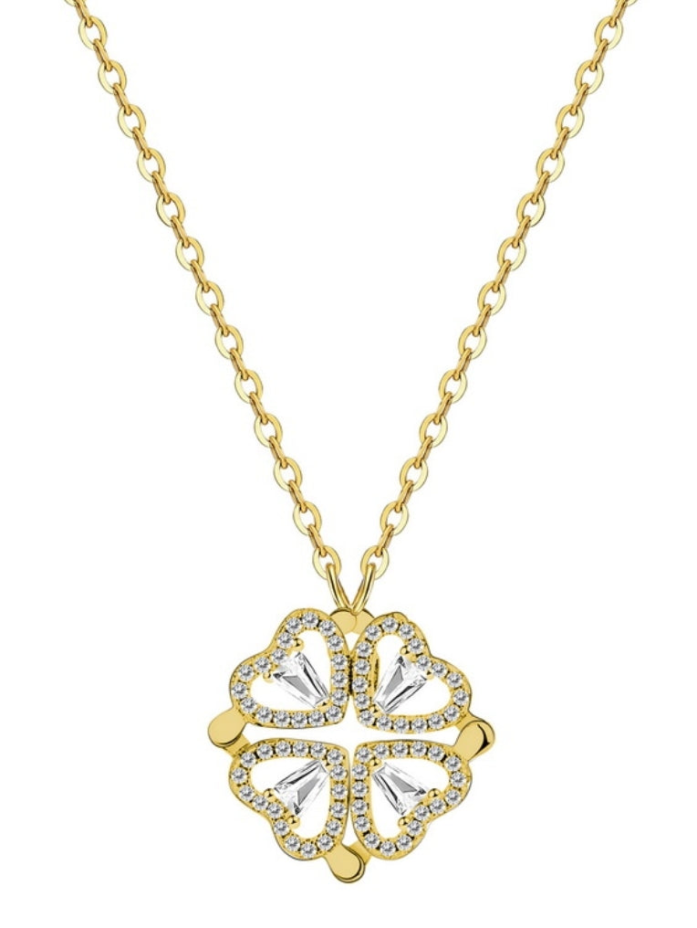 collier Rétro magnétique pliant en forme de coeur trèfle à quatre feuilles 5 style différent