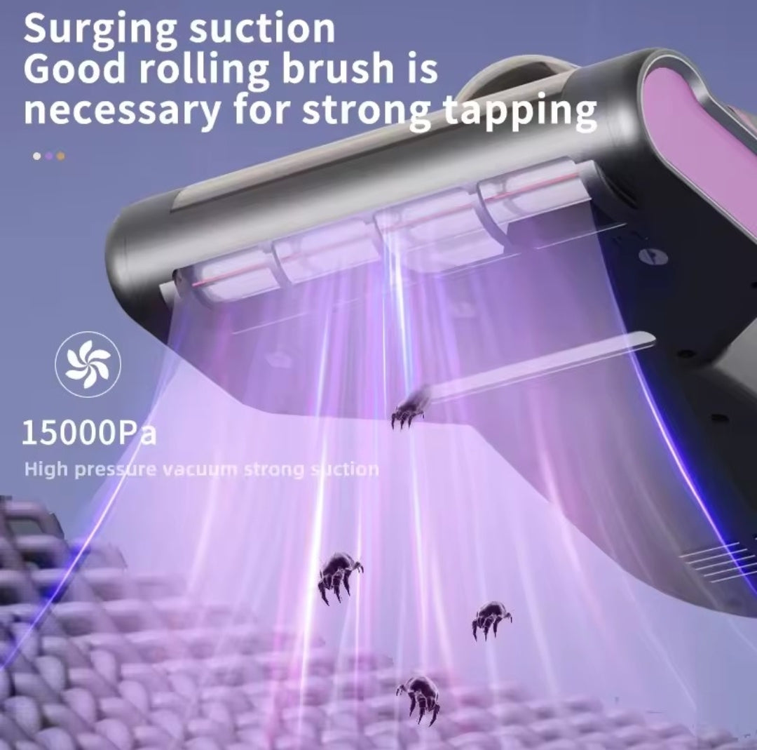 Aspirateur Anti-Acariens UV pour Matelas, puissant , sans Fil, Vibrant et Chauffant 70°C, Fonction Luminaire UV,