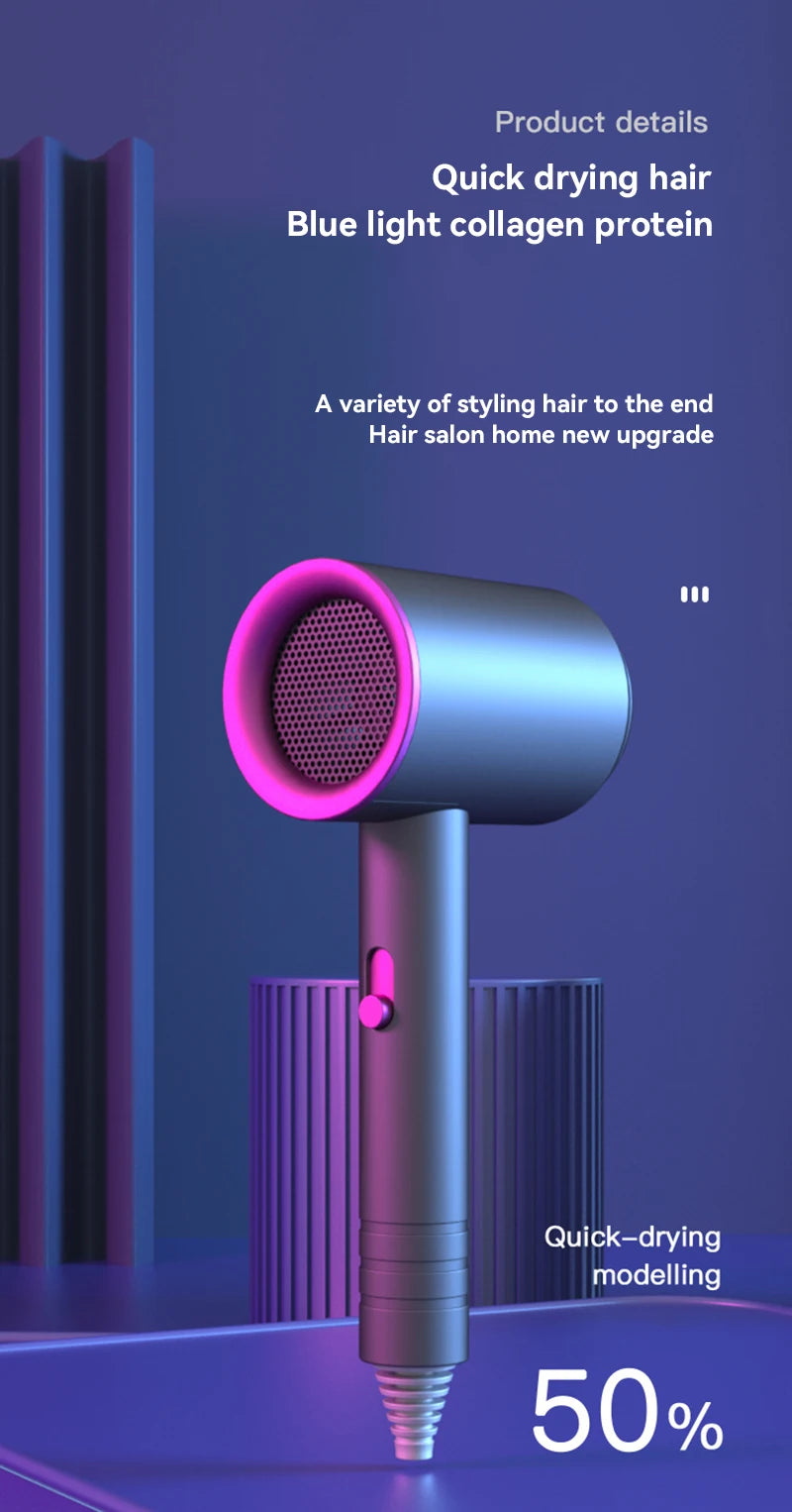 Sèche-cheveux domestique Xiaomi 24000W Sèche-cheveux à ions négatifs bleus haute puissance à séchage rapide sans blesser les racines des cheveux