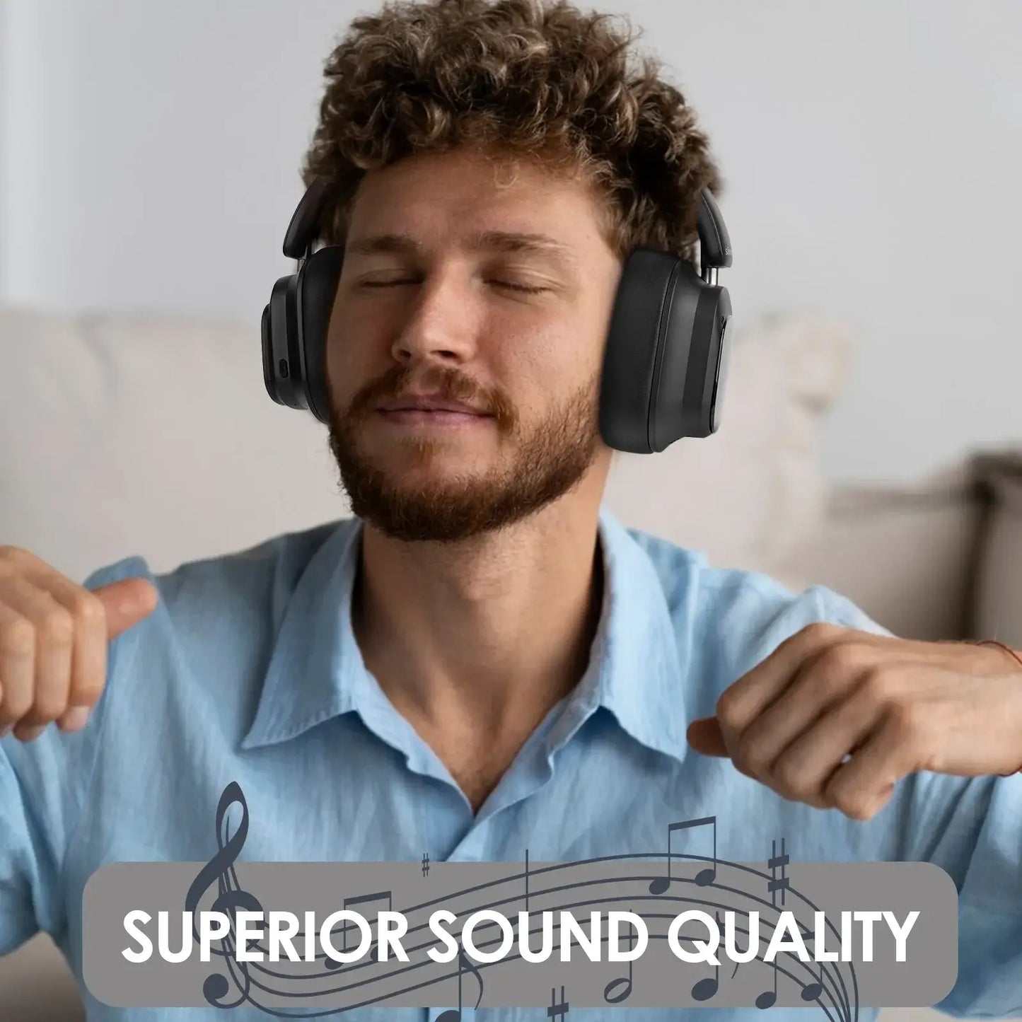 Casque hybride sans fil Siindoo JH-ANC930Plus, réduction active du bruit, avec écran LED tactile multi-magnétique