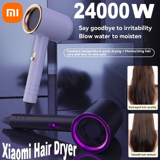 Sèche-cheveux domestique Xiaomi 24000W Sèche-cheveux à ions négatifs bleus haute puissance à séchage rapide sans blesser les racines des cheveux