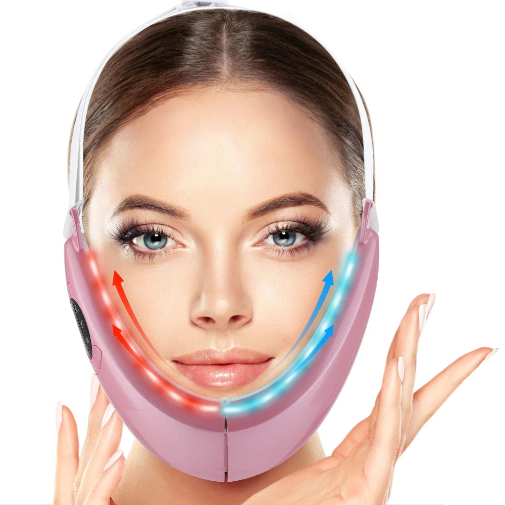 Appareil Amincissant pour Le Visage, Machine De Réduction du Double Menton avec Écran D'affichage, 5 Modes Et 8 Niveaux D'intensité, Longueur Réglable Et Éclaircissement, Adapté Aux Bureaux