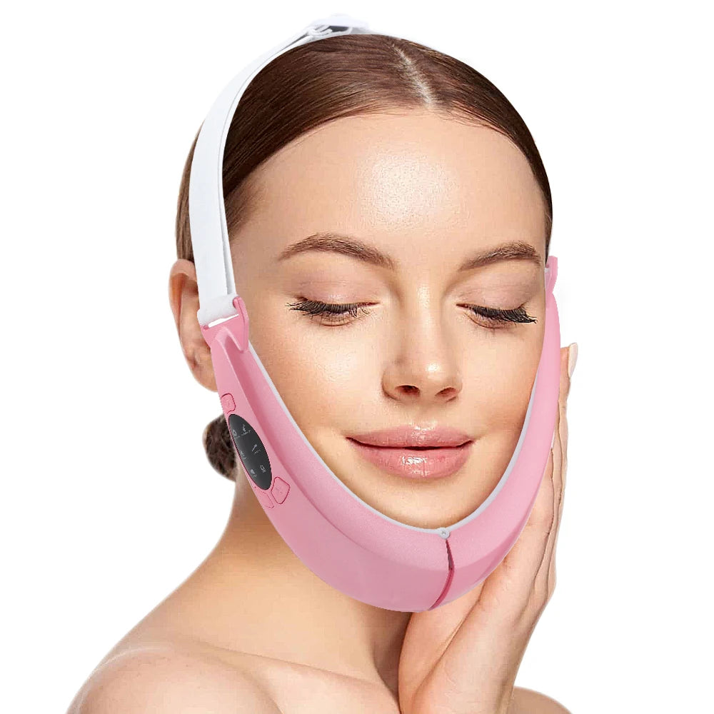 Appareil Amincissant pour Le Visage, Machine De Réduction du Double Menton avec Écran D'affichage, 5 Modes Et 8 Niveaux D'intensité, Longueur Réglable Et Éclaircissement, Adapté Aux Bureaux
