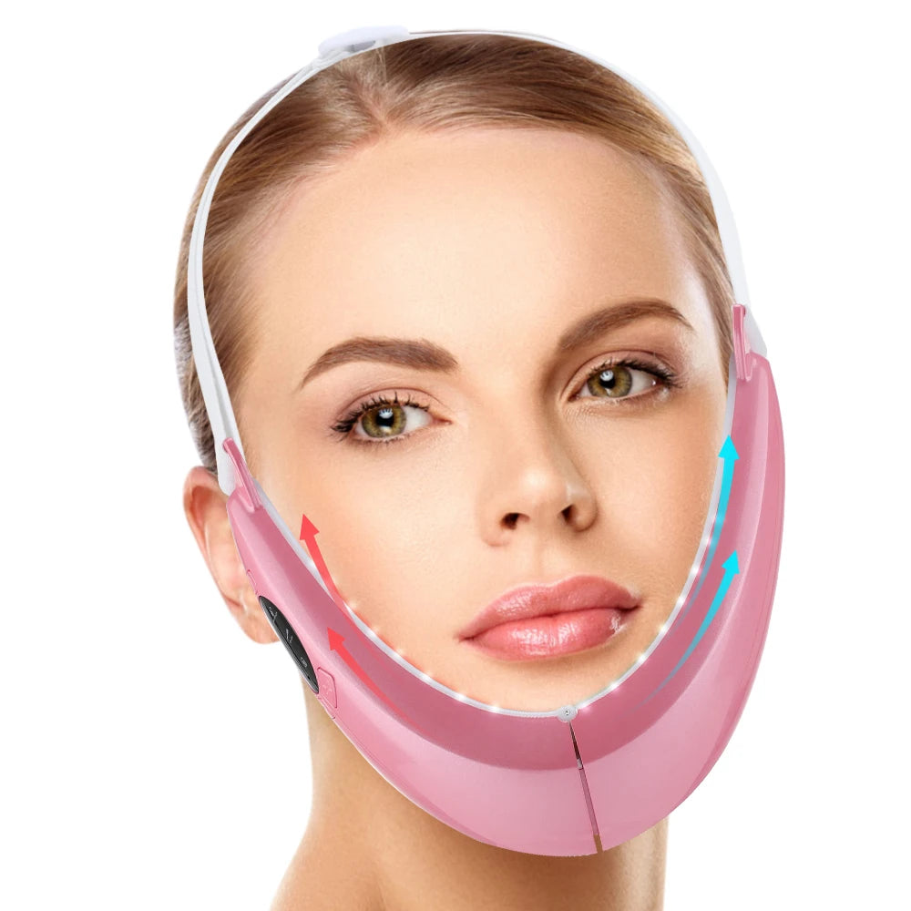 Appareil Amincissant pour Le Visage, Machine De Réduction du Double Menton avec Écran D'affichage, 5 Modes Et 8 Niveaux D'intensité, Longueur Réglable Et Éclaircissement, Adapté Aux Bureaux