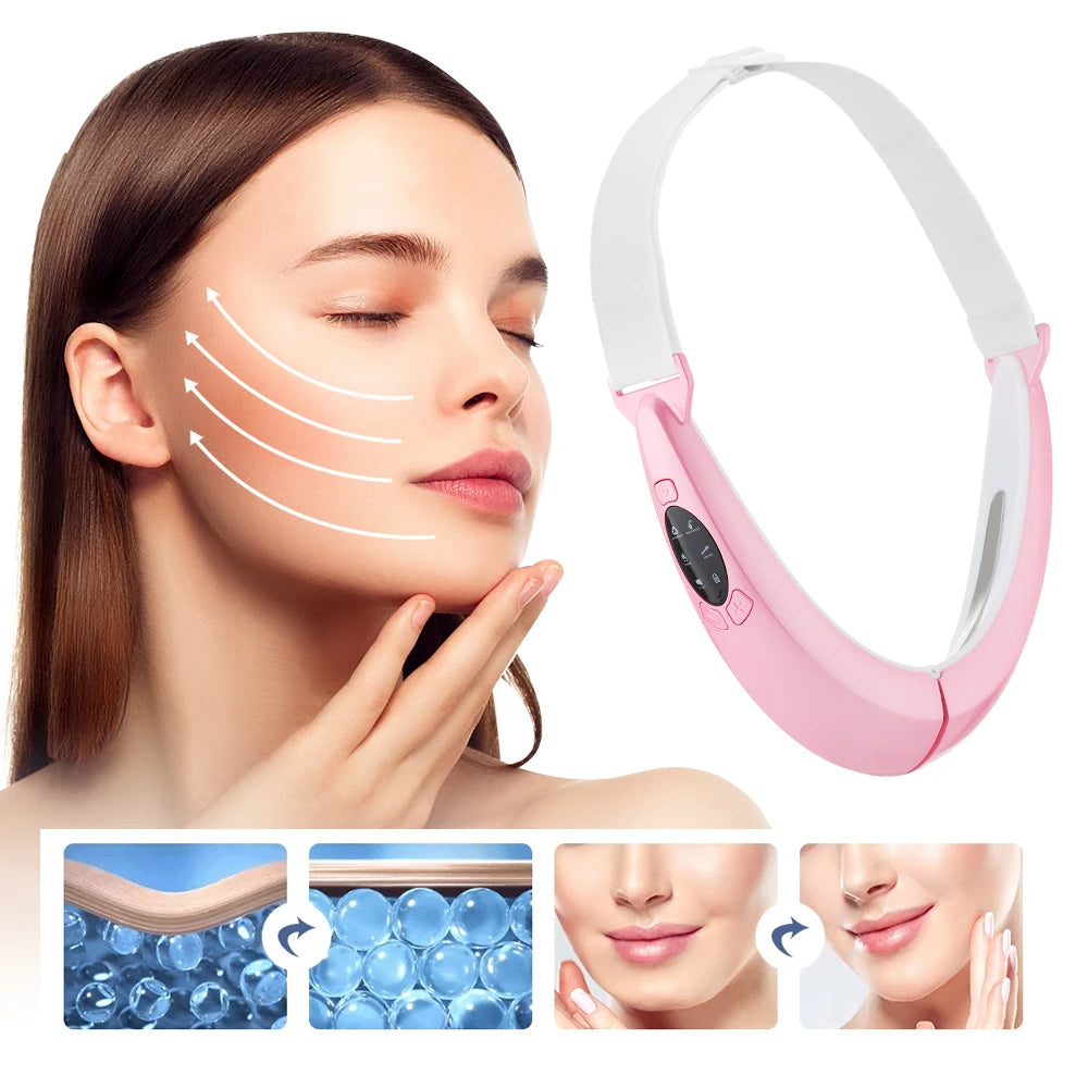 Appareil Amincissant pour Le Visage, Machine De Réduction du Double Menton avec Écran D'affichage, 5 Modes Et 8 Niveaux D'intensité, Longueur Réglable Et Éclaircissement, Adapté Aux Bureaux