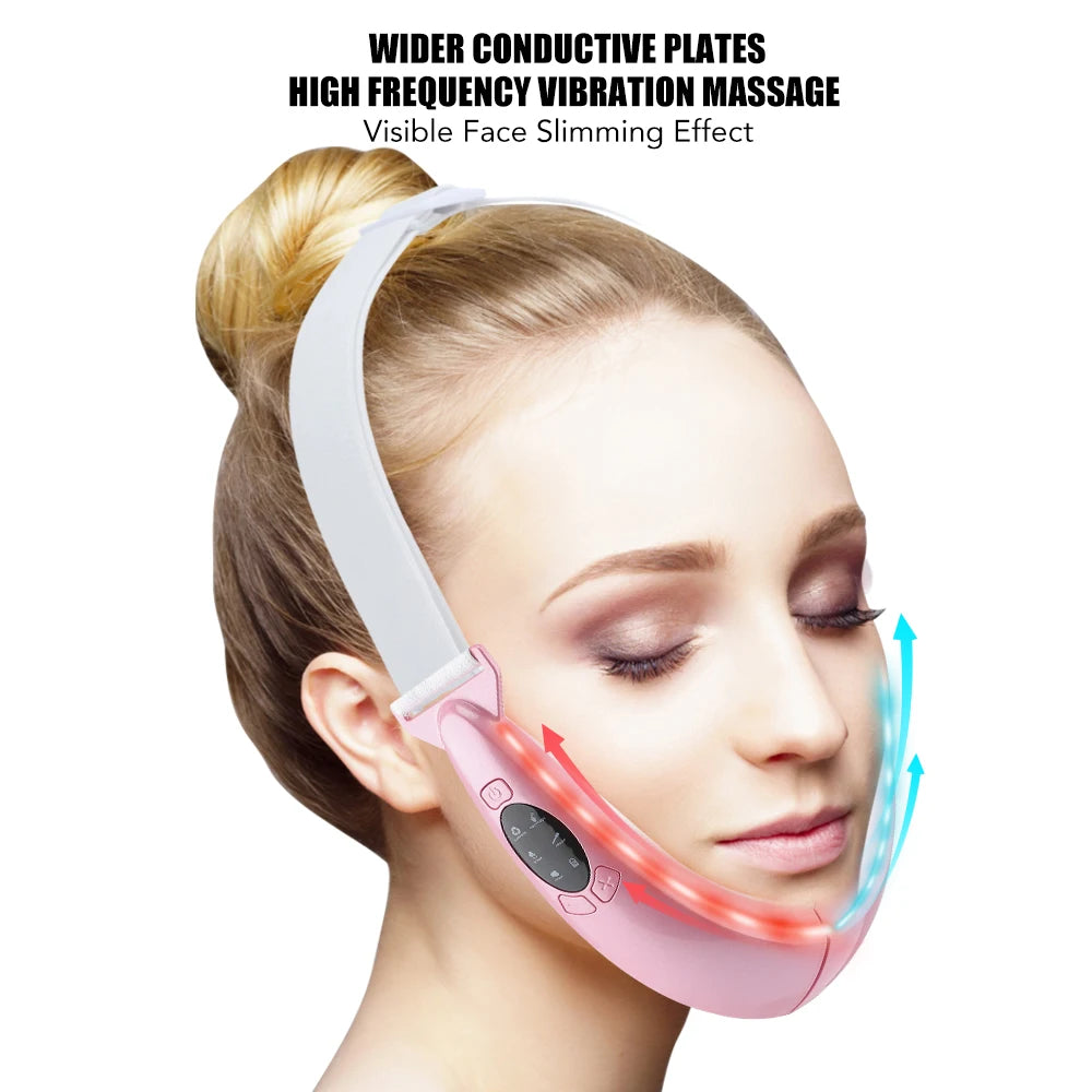 Appareil Amincissant pour Le Visage, Machine De Réduction du Double Menton avec Écran D'affichage, 5 Modes Et 8 Niveaux D'intensité, Longueur Réglable Et Éclaircissement, Adapté Aux Bureaux